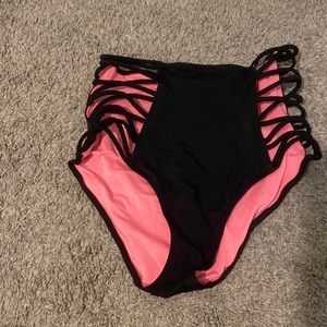 Black high waisted bikini bottoms